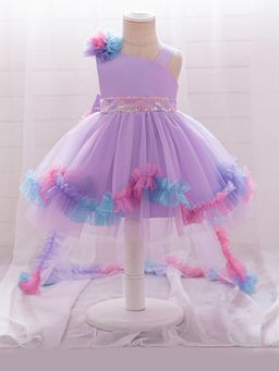 Hopscotch - Girls Lavender Ruffle Embellished Sleeveless Party Dress