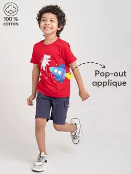 Hopscotch - 2-Piece Bio-Finished Cotton Astronautical Print T-Shirt and Shorts