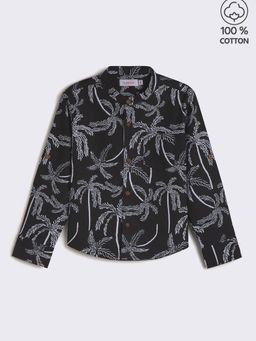 Hopscotch - Pure Cotton Coconut Tree Print Mandarin Shirt