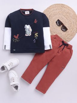Hopscotch - Bear Patch Work T-Shirt and Pant Set
