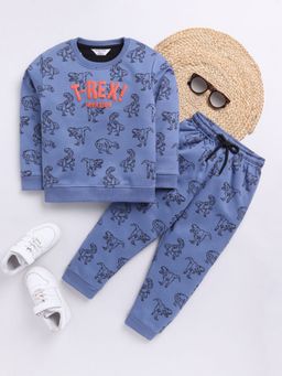 Hopscotch - Boys Blue Dinosaur Print Cotton Co-Ord Set