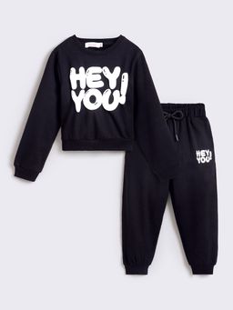 Hopscotch - 2-Piece Terry Text Print Co-Ord Set