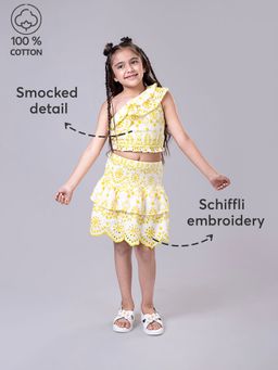 Hopscotch - 2-Piece Pure Cotton Schiffli Blouse and Skirt