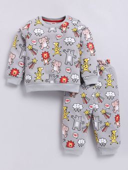 Hopscotch - Boys Grey Animal Print Sweatshirt and Joggers Set