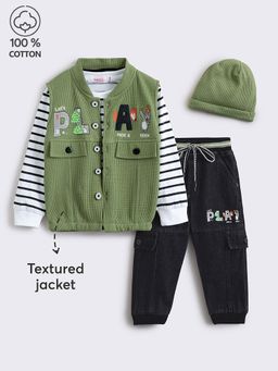 Hopscotch - 4-Piece Striped T-Shirt, Jacket, Jeans and Cap