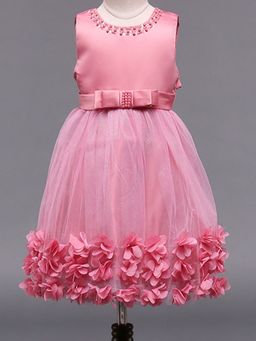 Hopscotch - Girls Fuchsia Sleeveless Floral Applique Party Dress