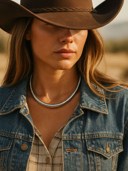 Digital Dress Room - Silver Tone Coil Choker Necklace for Women