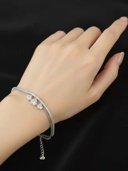 925 SILLER - Pure Silver Adjustable White Bracelet