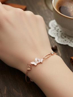 925 SILLER - Pure Silver Adjustable Rose Gold Bracelet
