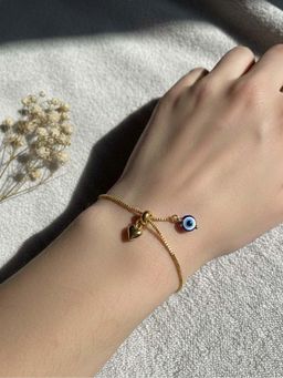 925 SILLER - Pure Silver Gold Plated White Stone Adjustable Bracelet