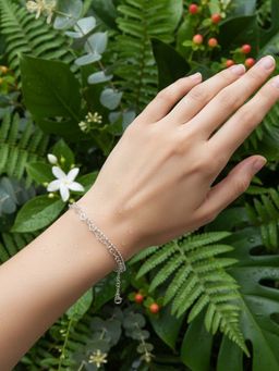 925 SILLER - Pure Silver White Adjustable Bracelet