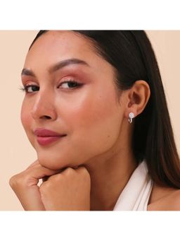 Zavya - Floral Whisper Silver Hoop Rhodium Plated Earrings