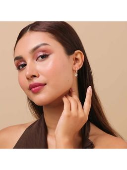 Zavya - Golden Flower Fall Silver Hoop Gold Plated Earrings