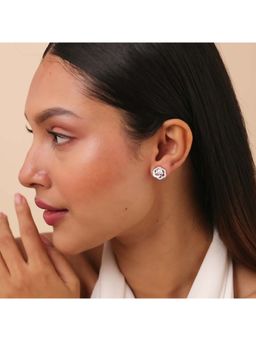 Zavya - The Pearl Nest Stud Rhodium Plated Earrings