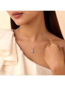 Zavya - Her Defining Spark Solitaire Rhodium Plated Necklace