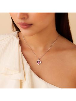 Zavya - Love'S Safe Pink Haven Rhodium Plated Necklace