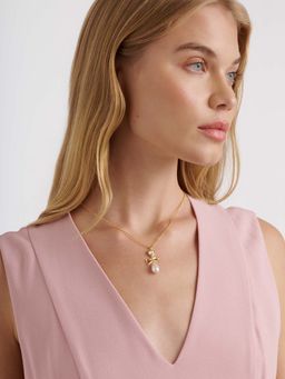 Ted Baker - Imogen Icon Charm Heart Bow Pearl Drop Gold Necklace