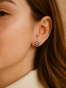 925 SILLER - Pure Silver Blue Stud Earrings