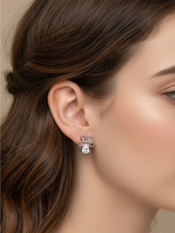 925 SILLER - Pure Silver White Stud Earrings