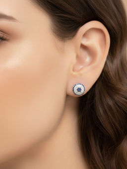 925 SILLER - Pure Silver Blue Stud Earrings