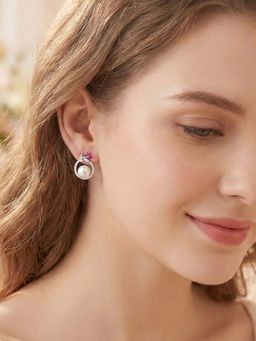 925 SILLER - Pure Silver Pink Stud Earrings