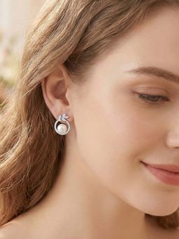 925 SILLER - Pure Silver White Stud Earrings