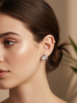 925 SILLER - Pure Silver White Stud Earrings