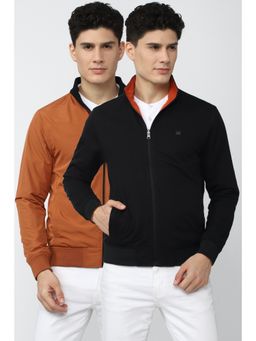 Peter England - Men Orange Solid Casual Jacket