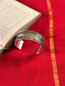 Niska - Shreya Embossed Gold and Silver Oxidized Cuff