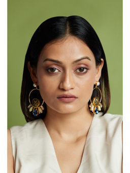 AMOSSH - 18K Gold Plated Anti Tarnish Bird Multi-Color Zircon Studded Earrings