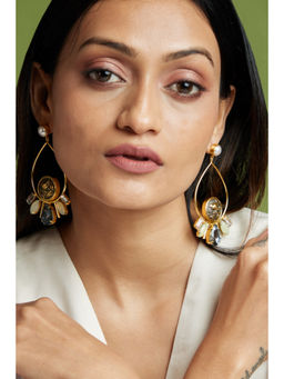 AMOSSH - 18K Gold Plated Anti Tarnish Bird Multi-Color Zircon Studded Earrings