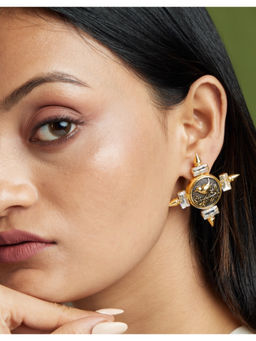 AMOSSH - 18K Gold Plated Anti Tarnish Bird White Zircon Studded Earrings