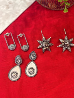 Niska - Silver Classic Glimmer Earrings (Pack of 3)