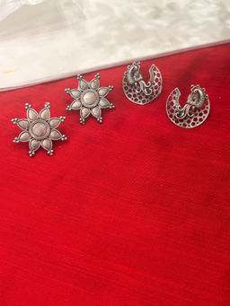 Niska - Silver Starleaf Studs Earrings (Pack of 2)