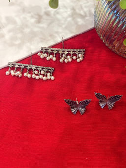 Niska - Silver Chic Silhouette Earrings (Pack of 2)