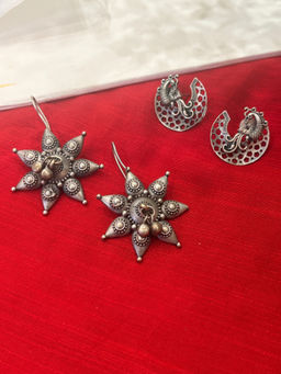 Niska - Silver Maharani Shine Earrings (Pack of 2)