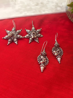 Niska - Silver Mughal Spark Earrings (Pack of 2)