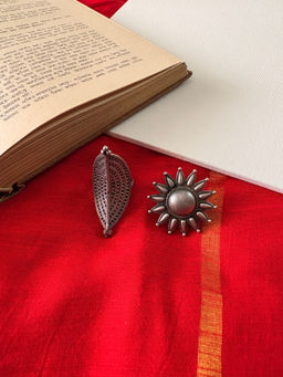 Niska - Aruna Silver Oxidized Filigree Rings (Pack of 2)