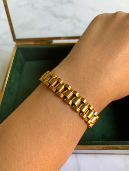 AMOSSH - 18K Gold Plated Anti Tarnish Watch Strap Link Bracelet