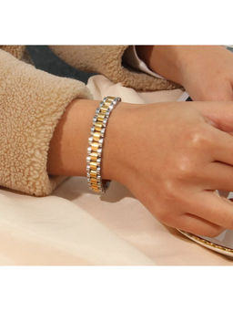 AMOSSH - 18K Gold Plated Silver Anti Tarnish Watch Strap Link Bracelet