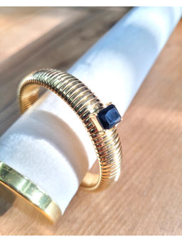 AMOSSH - 18K Gold Plated Anti Tarnish Black Zircon Studded Bangle