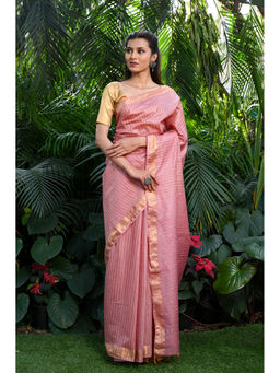 Beatitude - Pink Handwoven Kota Banswara Silk Saree with Unstitched Blouse