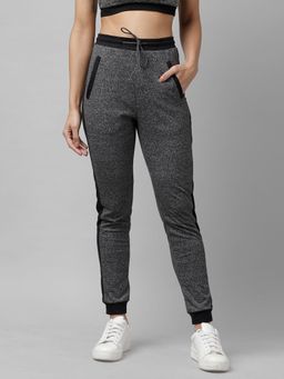 KASSUALLY - Women Grey And Black Skinny Fit Solid Joggers