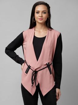 KASSUALLY - Women Pink Solid Open Front Shrug
