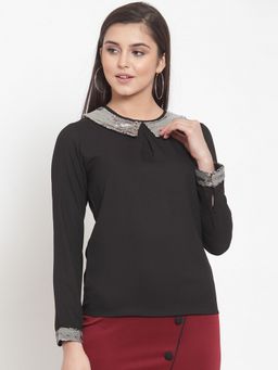 KASSUALLY - Women Black Regular Fit Solid Casual Shirt
