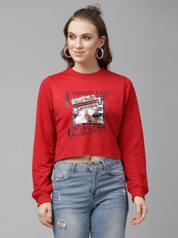 KASSUALLY - Women Red Printed Sweatshirt