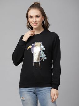 KASSUALLY - Women Black Printed Sweatshirt