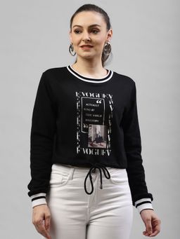 KASSUALLY - Women Black Printed Sweatshirt