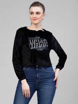 KASSUALLY - Women Black Printed Sweatshirt