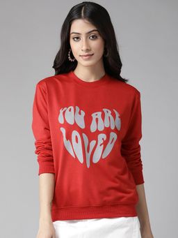 KASSUALLY - Women Red Printed Sweatshirt